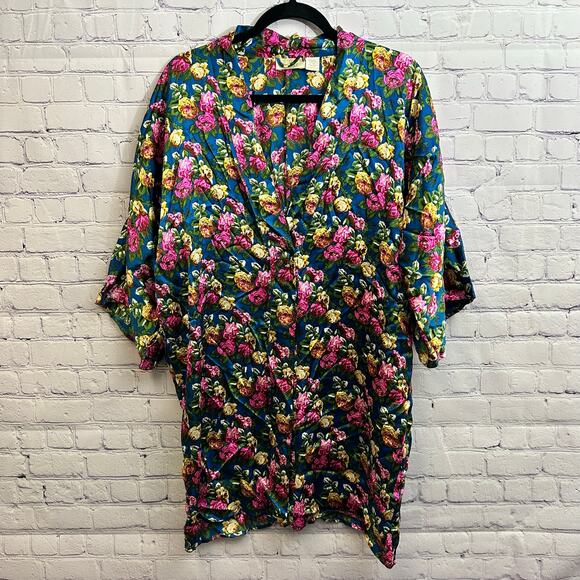 Victoria's Secret Other - Victoria's Secret Gold Label Floral Kimono Robe 100% Silk OS NO BELT Vintage